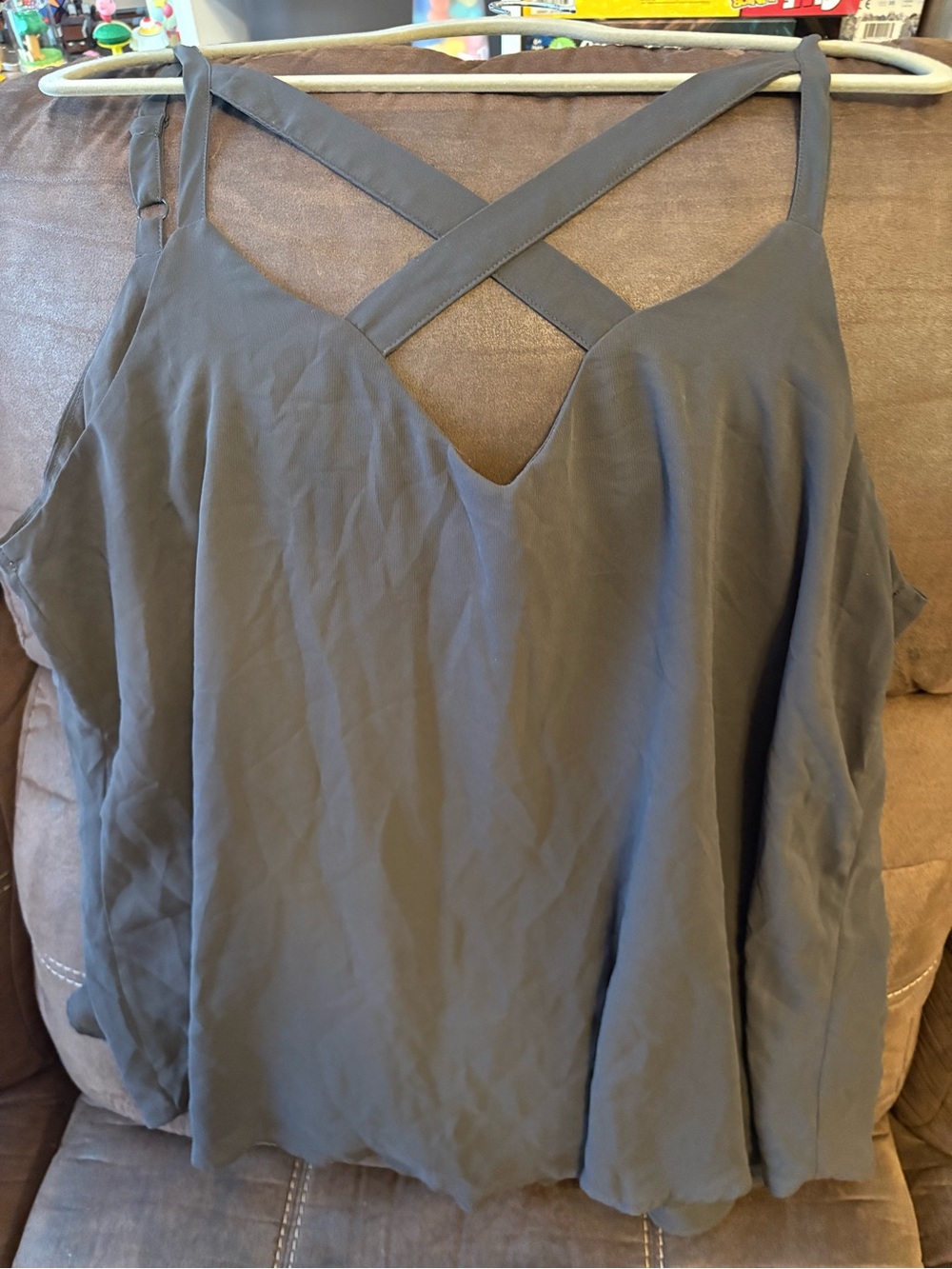 Torrid Womens Charcoal Gray Crisscross Strap Tank Top